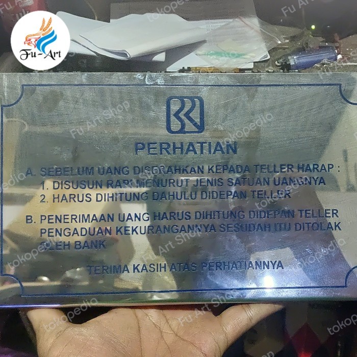 

Plat Meja BRI / Plat Perhatian BRI / Custom