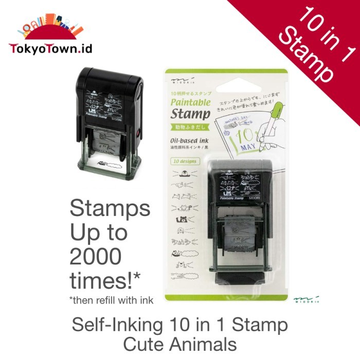 

Midori Stamp 10 in 1 Animal Motifs Self Inking