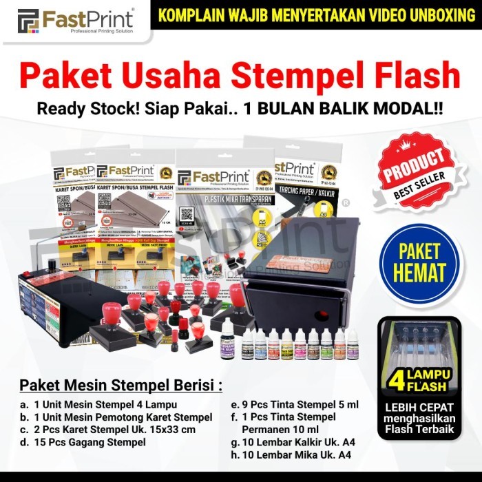 

Paket Hemat Mesin Stempel Flash 4 Lampu Premium Bahan Pembuat Stempel