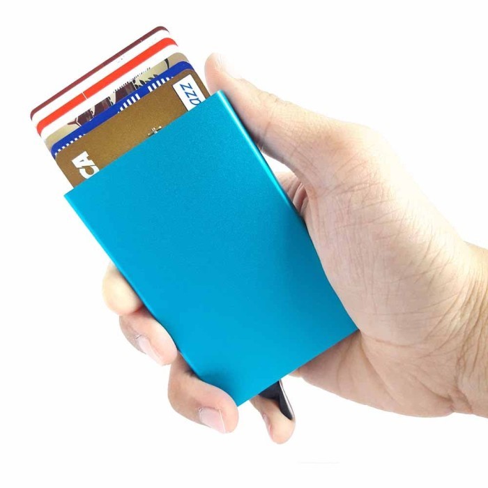 

Card Holder Slim Style A (Custom Laser Logo & Huruf) - Biru