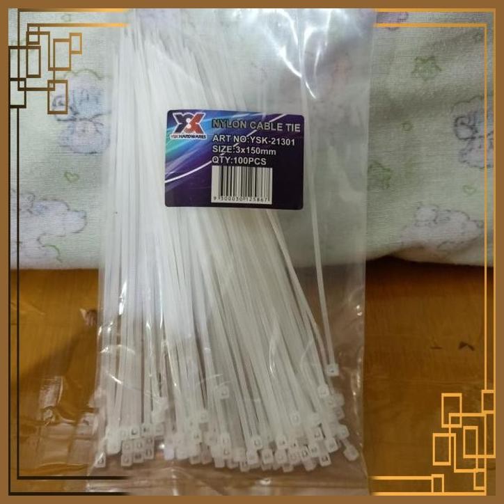 

[JA55] TALI TIS/KABEL TIS/CABLE TIS PUTIH 15CM (3 X 150MM) ISI 100 PCS