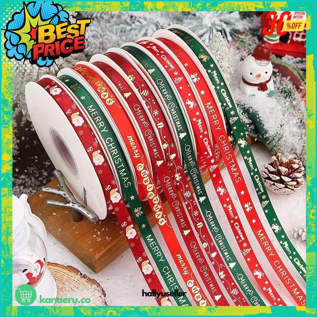 

(Harga Per 15Meter) Pita Natal Pita Kado Natal Lebar 1Cm Pita Merry Christmas Cod