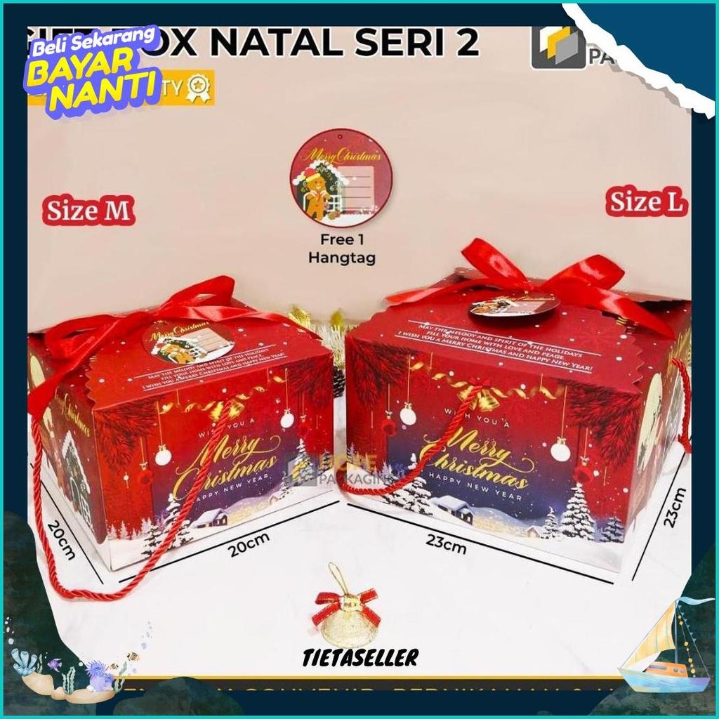 

Gift Box Natal / Hampers Natal / Kotak Hadiah Tahun Baru Plus Pita / Gabel Natal Box Bingkisan Murah