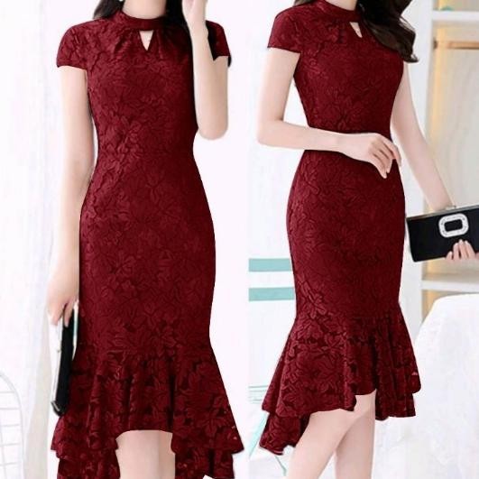 WTYU Baju Dress Pesta Natal Imlek Wanita Remaja Dewasa Kekinian Terbaru 2021 2022 Dress Jumbo Shopia