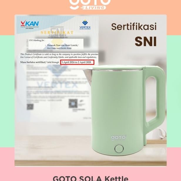 Goto Sola Electric Kettle Teko Listrik Pemanas Air Stainless Steel