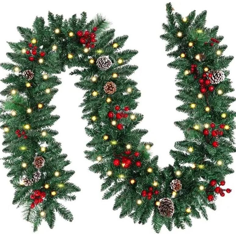 Aksesoris Natal Garland Dengan Dekorasi / Garland Hias Ornamen Natal 1,8M