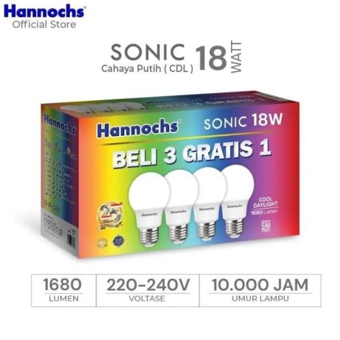 

TERSEDIA LAMPU LED HANNOCHS SONIC 18W 18 WATT MULTIPACK PAKET ISI 4 PCS LAMPU