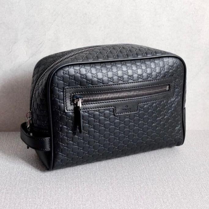 Terlaris Gucci Signature Men Pouch Clutch in Black SALE
