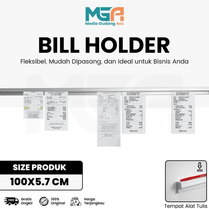 

BILL HOLDER 100CM / CAPITAN NOTA STAINLESS / PENJEPIT KERTAS BON BILL