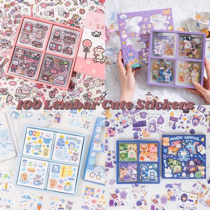 

100 LEMBAR STICKERS /BOX Sticker Lucu Stiker Deco Tahan Air Girl Cute