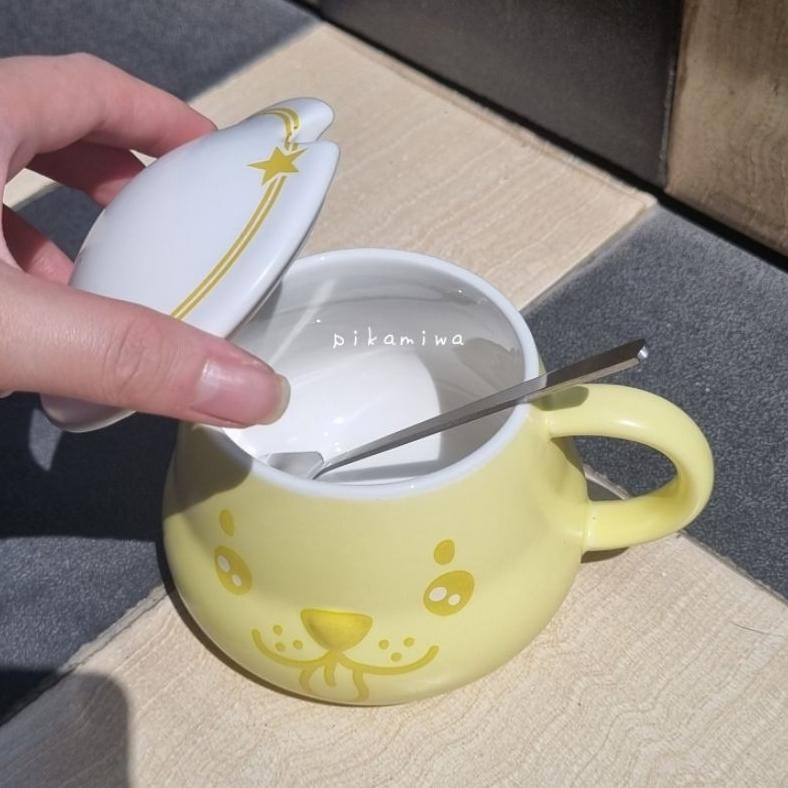 HGT ANIMAL CUP AND SAUCER FREE SENDOK cangkir lucu mug lucu mug motif mug cantik mug tutup gelas ker