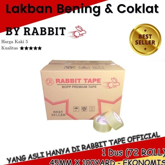 

TERMURAH - Lakban Bening / Cokelat [DUS] RABBIT TAPE Ekonomis 45mm x 100 Yard