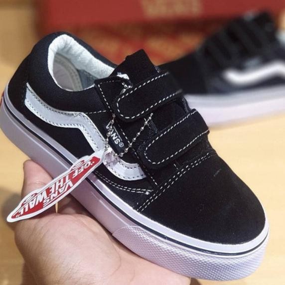 Sepatu Sekolah Anak Perempuan (Premium Quality) Vans1 Model Tali Perekat Vans Laki & Sepatu Anak Cew
