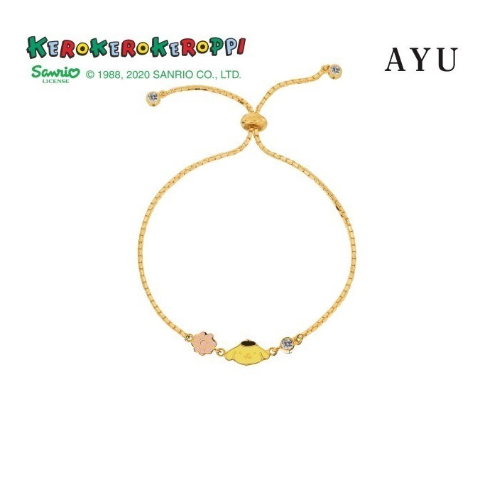AYU SANRIO POMPOMPURIN LOVES FLOWER BOLO BRACELET 16K YELLOW GOLD