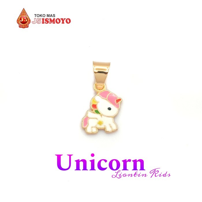 J5 Ismoyo Liontin Anak Emas Asli 10 Karat Unicorn