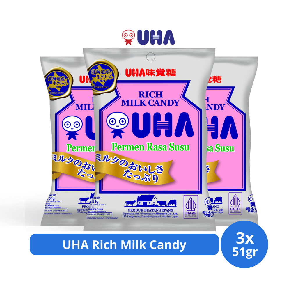 

UHA Rich Milk Candy 51gr x 3 pcs