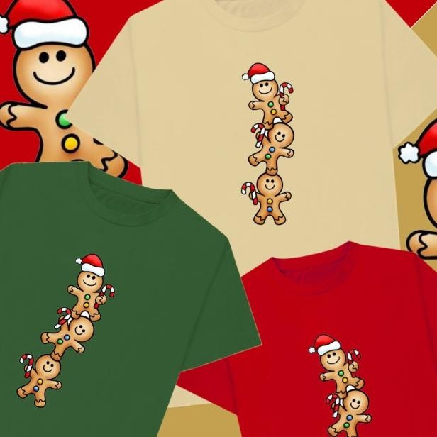 

Sayes - Kaos Natal Three Gingerbread Cookie Christmas Tshirt