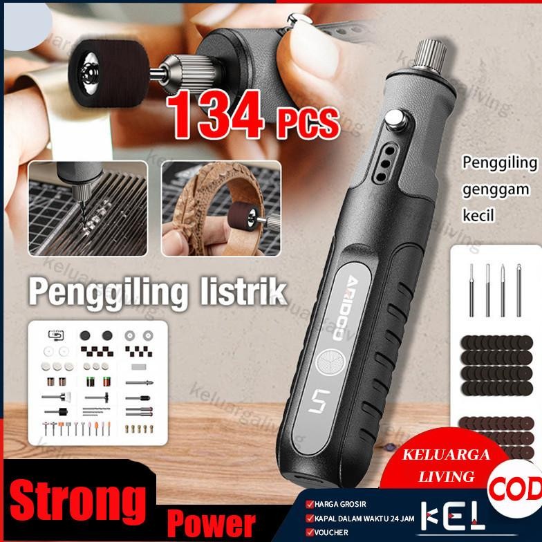 134pcs Bor Mini 12V DC 18000 RPM Mini Drill Electric Engraver Grinder Gerinda Electrik Listrik / Ala