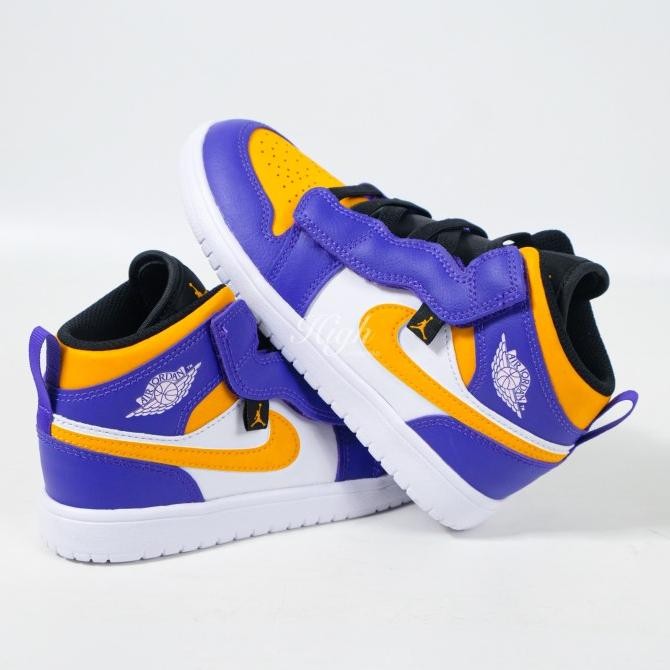 Kids Air Jordan 1 Mid Lakers 100% Original