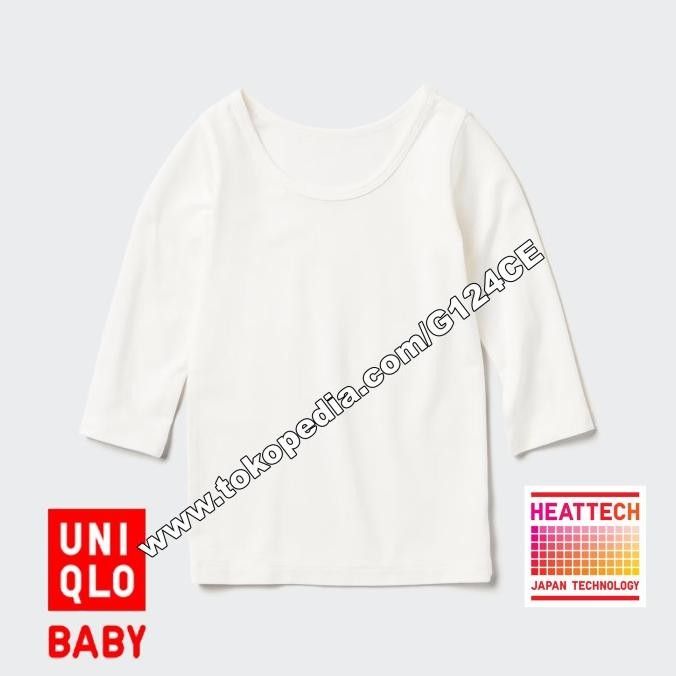 LONG JOHN UNIQLO BABY TODDLER T-SHIRT BAYI HEATTECH SCOOP NECK WHITE