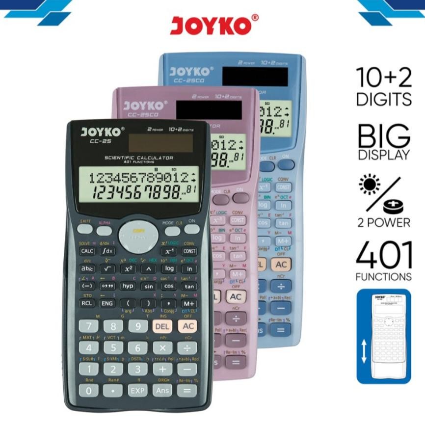 

( DAPAT1 PCS ) KALKULATOR JOYKO CC-25 / Calculator Joyko CC-25 Scientific 401 Functions