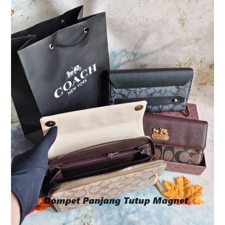 HEMAT Dompet Wanita Coach Model Tutup / Dompet Panjang Coach Import