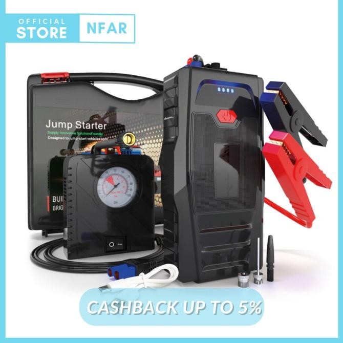 Jumper Aki Mobil Power Bank Booster Aki Pompa Ban Jump Start Portable