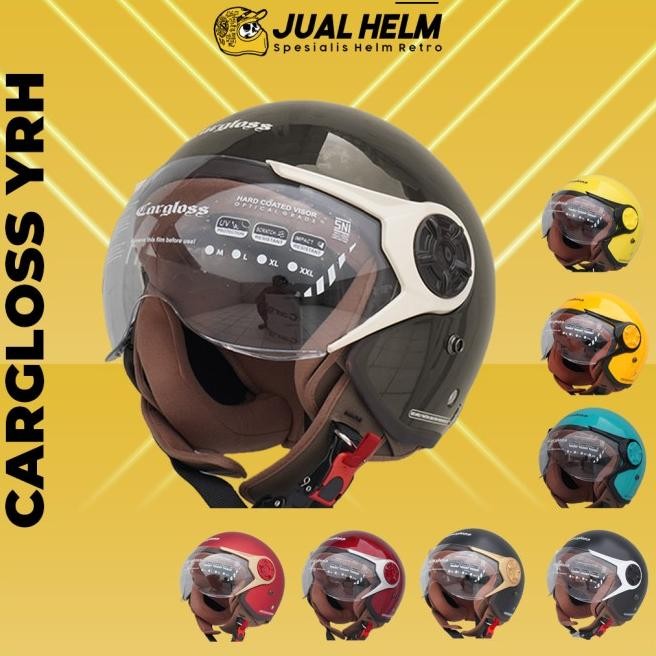 Helm Cargloss Hijab Yrh | Helm Wanita | Helm Retro | Helm Half Face Promo