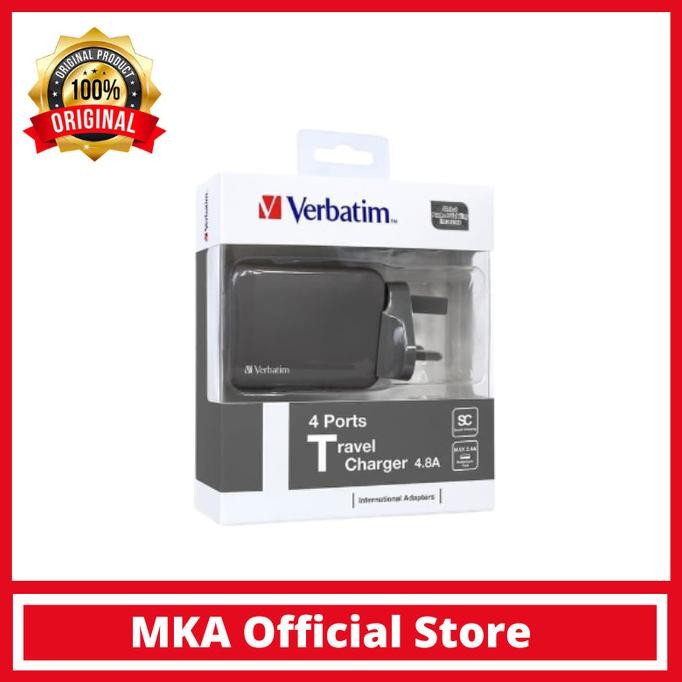 

TERSEDIA VERBATIM 4 PORTS TRAVEL CHARGER 4.8A BLACK 65123