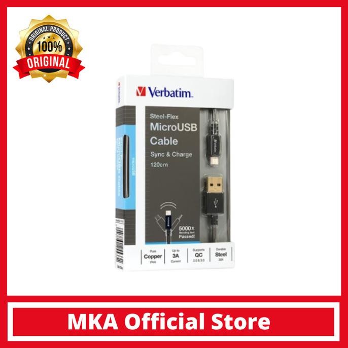 

TERSEDIA PROMO VERBATIM FAST CHARGE STEEL FLEX 120CM MICRO USB SYNC