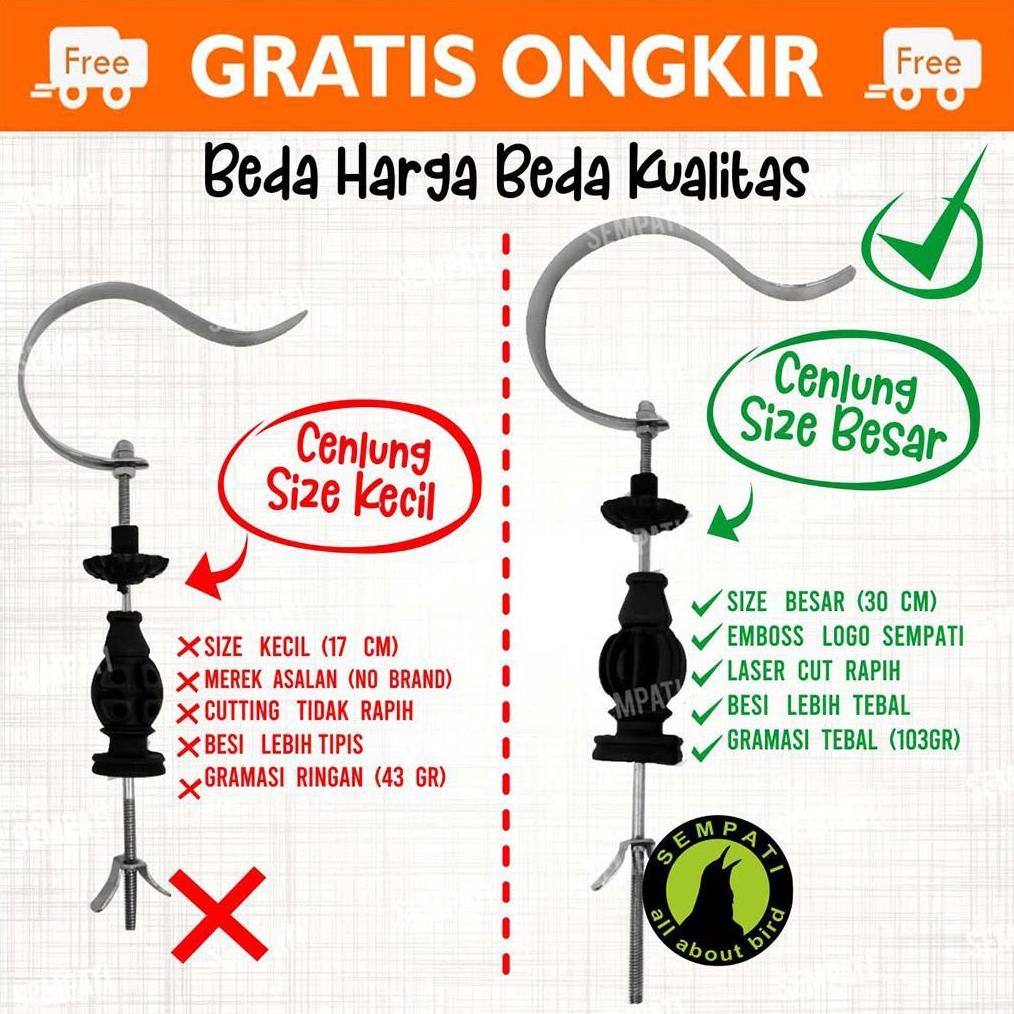 GANTUNGAN CENLUNG BESAR SEMPATI GANTUNGAN SANGKAR KANDANG BURUNG MURAI KOTAK LOVEBIRD PLAT GCBSM