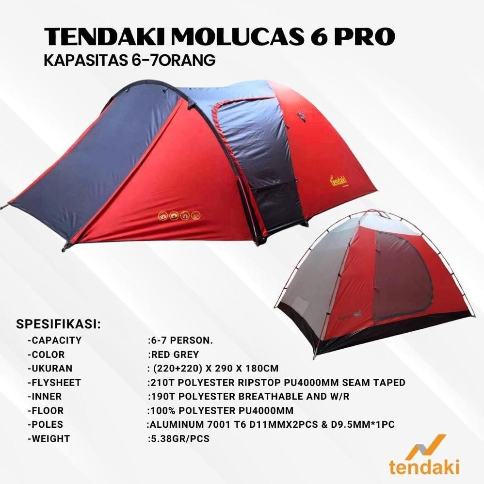 Hab Tenda Tendaki Moluccas 6 / Tenda Camping Dome 6-7 Orang Double Layer