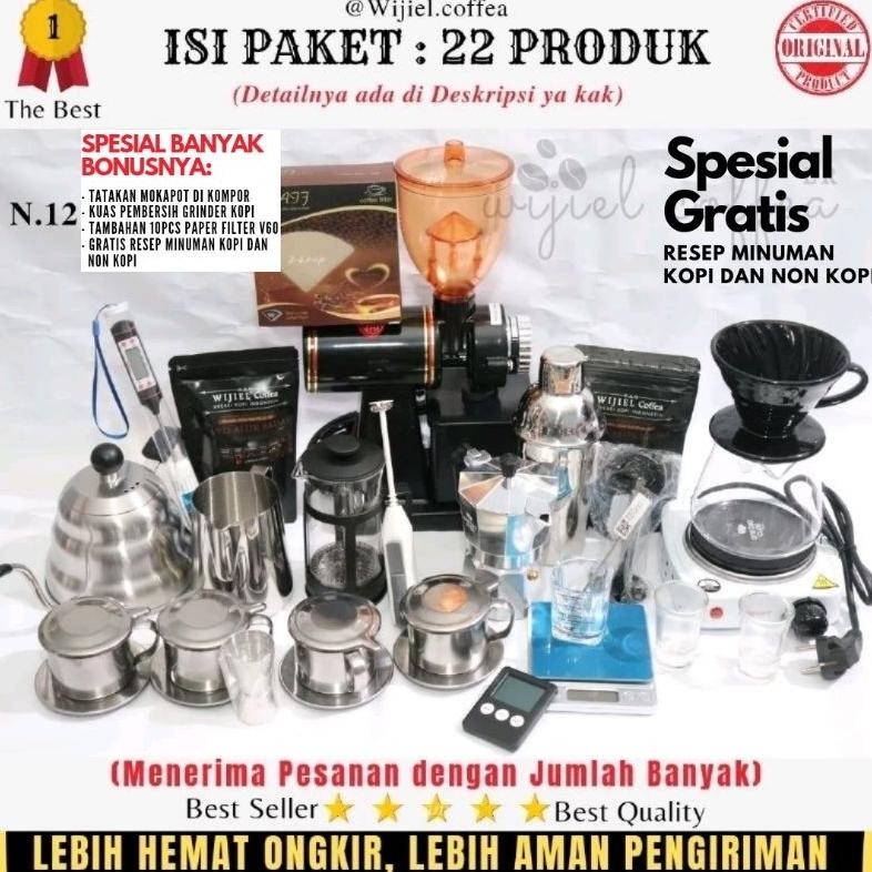 Jakala Alat Kopi Manual Brew - Paket Usaha Kedai Kopi - Set Mesin Giling Kopi Elektrik - Paket Alat 