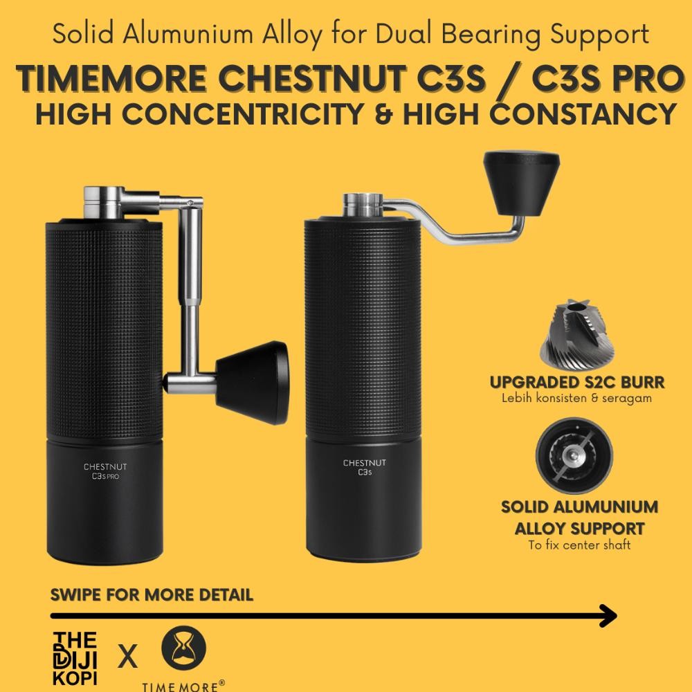 Selen Grinder Kopi Timemore Chestnut C3S - C3S Pro Coffee Grinder S2C Burr