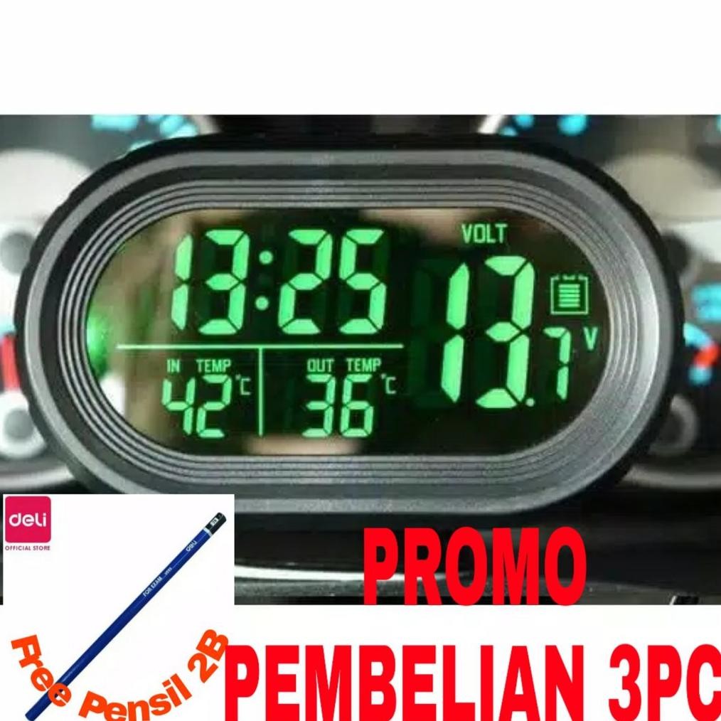 (POTONGAN HARGA) Jam Digital Mobil dual colour led backlight. ampere meter volt meter