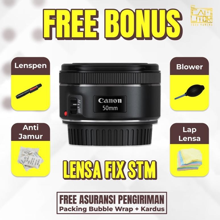 Kons Lensa Fix Canon  Stm 50Mm F1.8 Mulus Lensa Fix Bokeh Kayak Baru