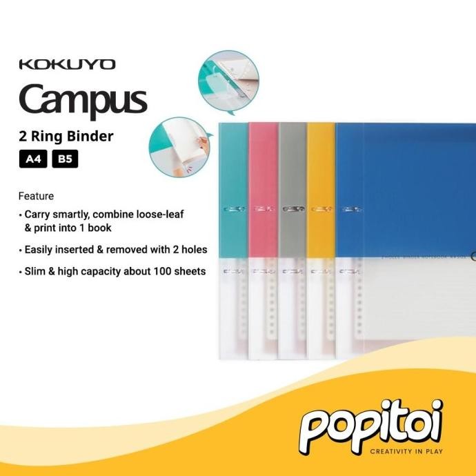 

BEBAS ONGKIR - KOKUYO Campus 2 Ring File Binder A4 Notebook Loose Leaf
