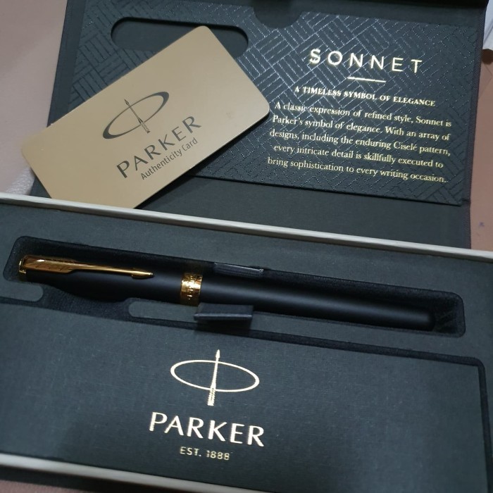 

Farizal - Pen Parker New Sonnet Matte Black Gt Rbhd Tb Roller Ball Klip Emas