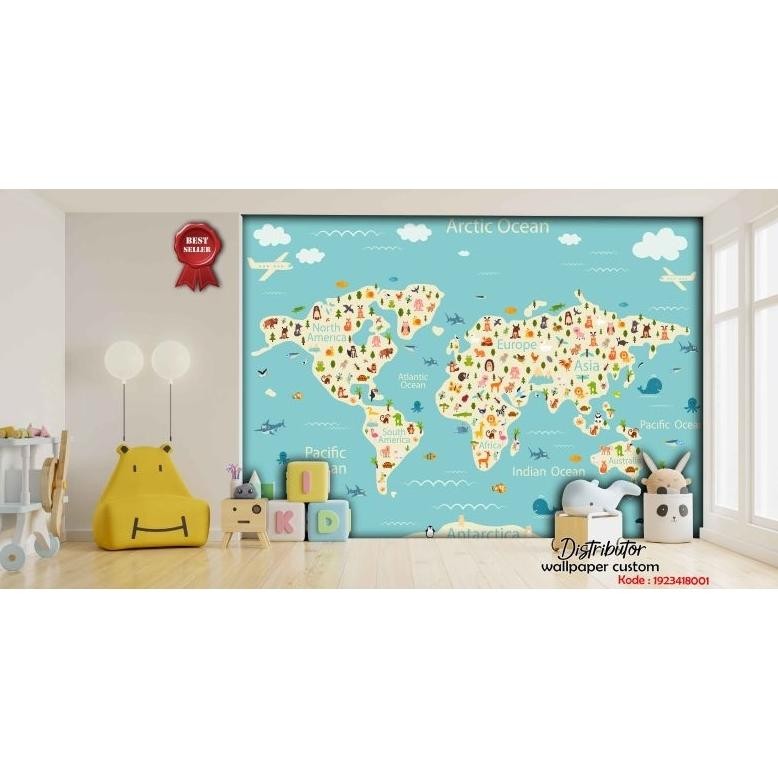 Wallpaper Dinding Custom 3D Tema Kartun Animasi Anak | Wallpaper Kamar Tidur Anak | Wallpaper Reques