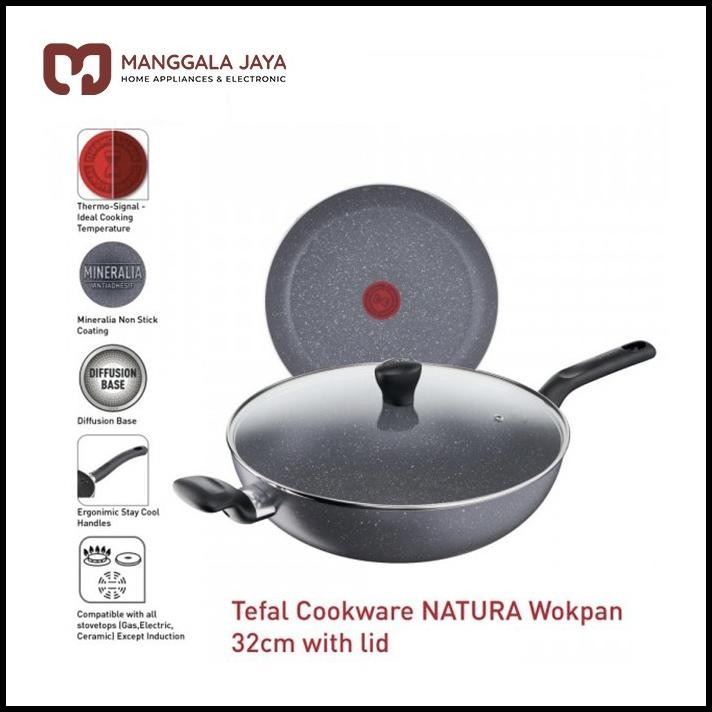 Tefal Natura Wokpan With Lid 32Cm