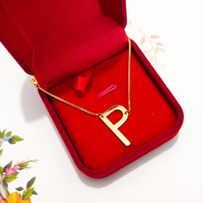 Grosir Kalung wanita milea huruf P elegant mewah emas asli Keren