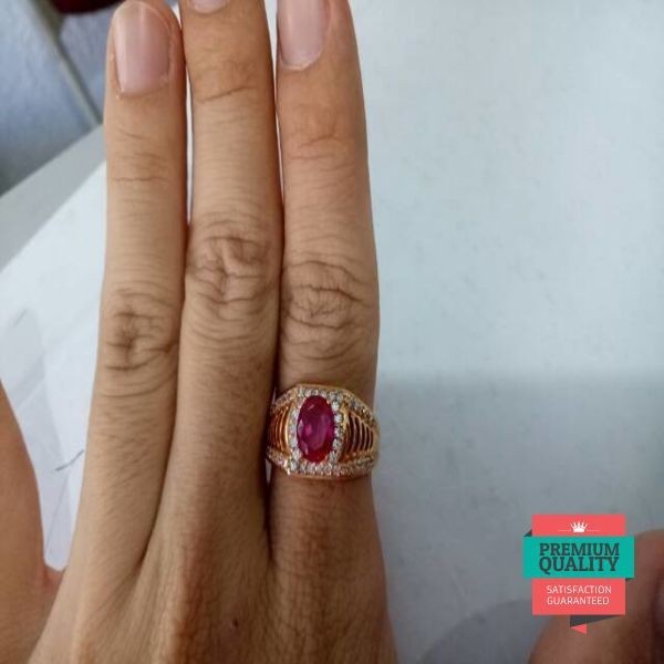 Promo Cincin pria emas asli kadar 700 batu merah Elegan