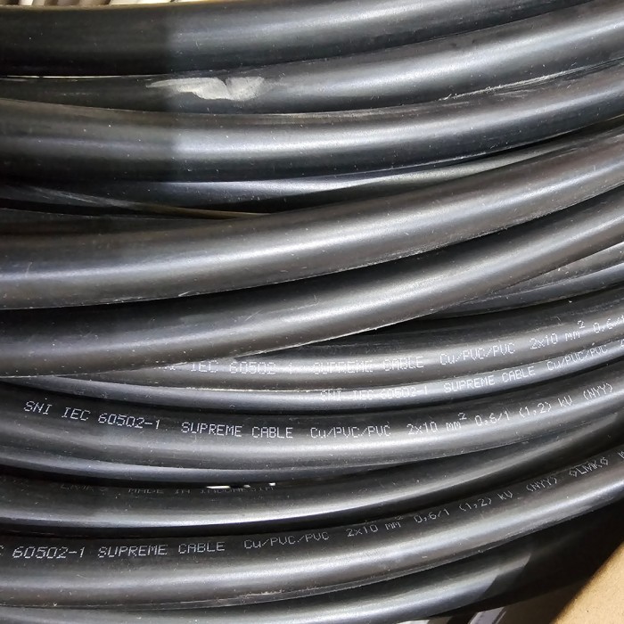 Kabel listrik tunggal hitam nyy 2x10 Supreme 2 x 10 mm permeter
