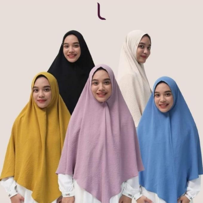 Khimar Texture Crincle Elzatta Hijab Bergo Instan Lansungan antem
