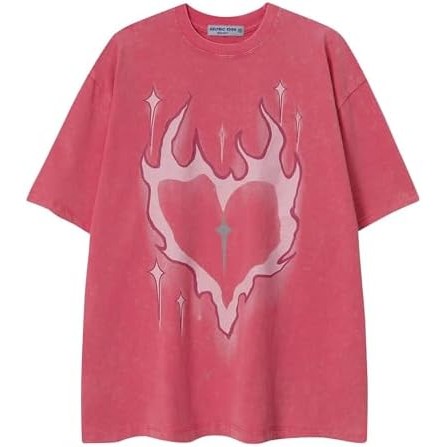 Aelfric Eden Pria Kaos Oblong Ukuran Besar Cetak Potret Terdistorsi Leher Bulat Atasan Katun Streetw