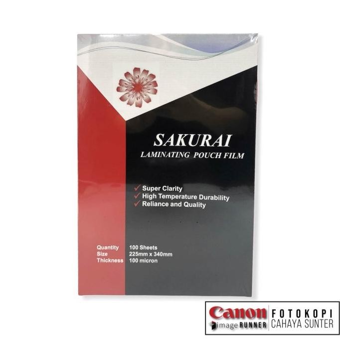 

TERMURAH - Plastik laminating SAKURAI Folio F4 ukuran 225mm x 340mm 100micron