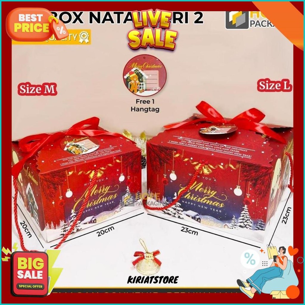 

Gift Box Natal / Hampers Natal / Kotak Hadiah Tahun Baru Plus Pita / Gabel Natal Box Bingkisan Sale