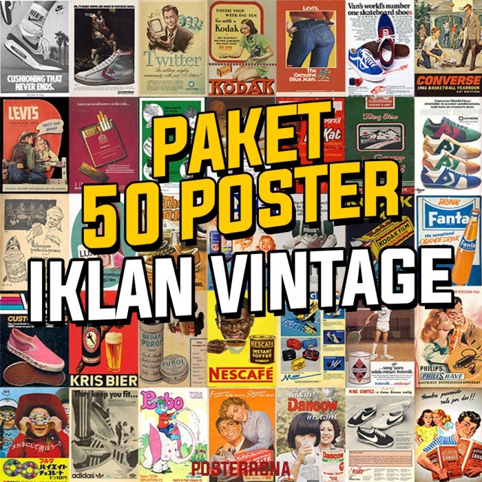 KOMPLIT [50 PCS] POSTER IKLAN JADUL VINTAGE RETRO SERIES
