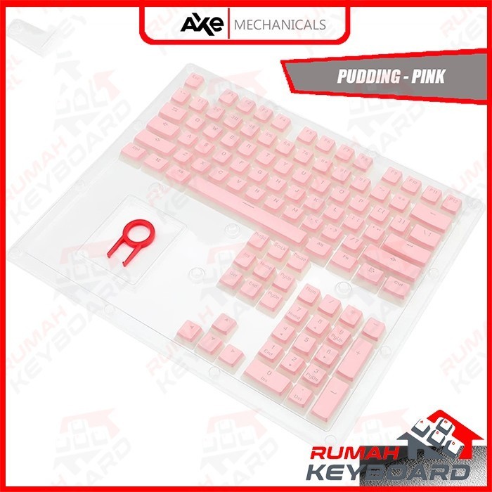 Ready Stock Keycap - Keycaps - Oem - Pudding Pink - Pbt - Rgb - See Through