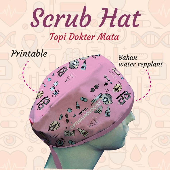 Promo Topi Medis Dokter Mata / Scrub Hat Motif Printing